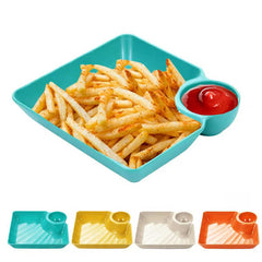 DIPWELL™ - Piatti quadrati per snack con vaschetta salsa integrata, set da 4