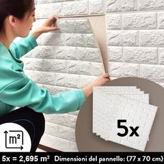 BRICKWALL® – 3D CARTA DA PARETI AUTOADESIVA (77 cm x 70 cm)