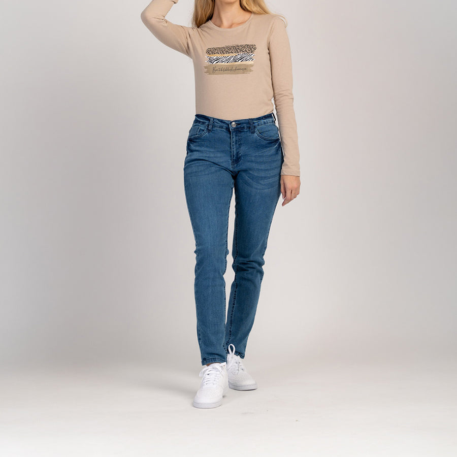 LUMA  - MAGLIETTA DA DONNA IN 100% COTONE A MANICHE LUNGHE