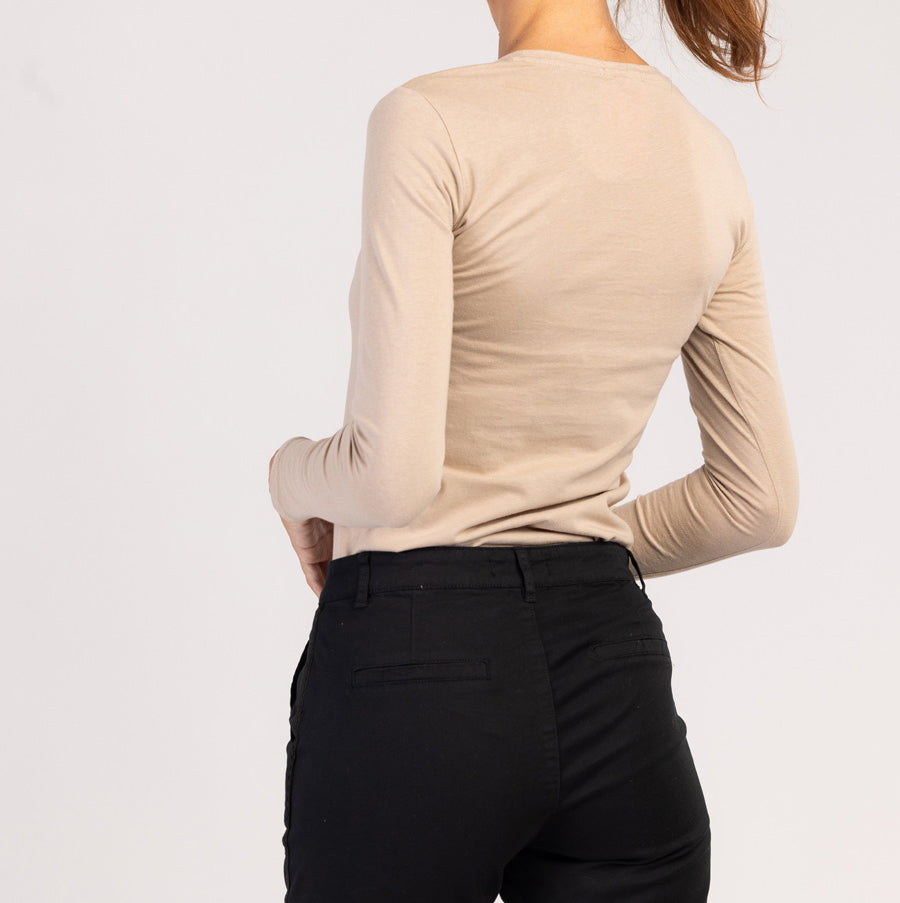 LUMA  - MAGLIETTA DA DONNA IN 100% COTONE A MANICHE LUNGHE