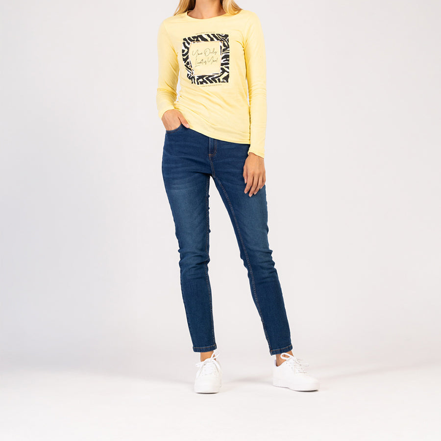 LUMA  - MAGLIETTA DA DONNA IN 100% COTONE A MANICHE LUNGHE