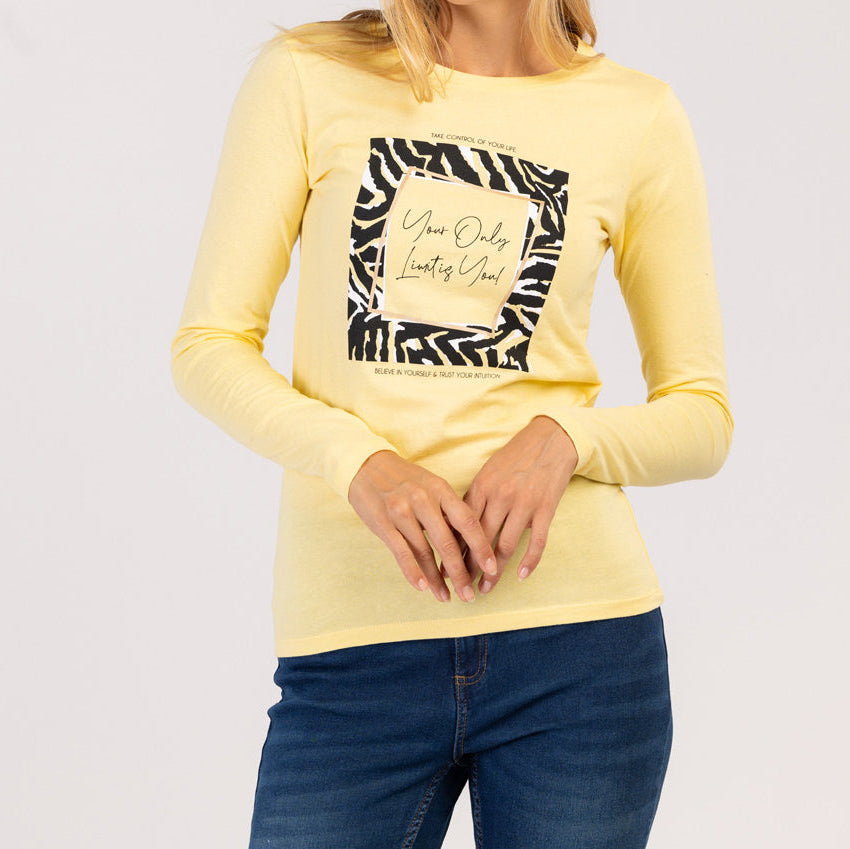 LUMA  - MAGLIETTA DA DONNA IN 100% COTONE A MANICHE LUNGHE