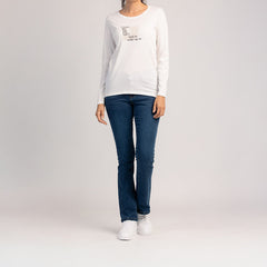 SORA  - MAGLIETTA DA DONNA IN 100% COTONE A MANICHE LUNGHE