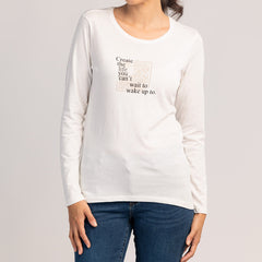 SORA  - MAGLIETTA DA DONNA IN 100% COTONE A MANICHE LUNGHE