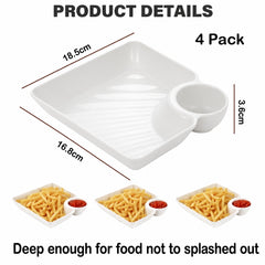 DIPWELL™ - Piatti quadrati per snack con vaschetta salsa integrata, set da 4