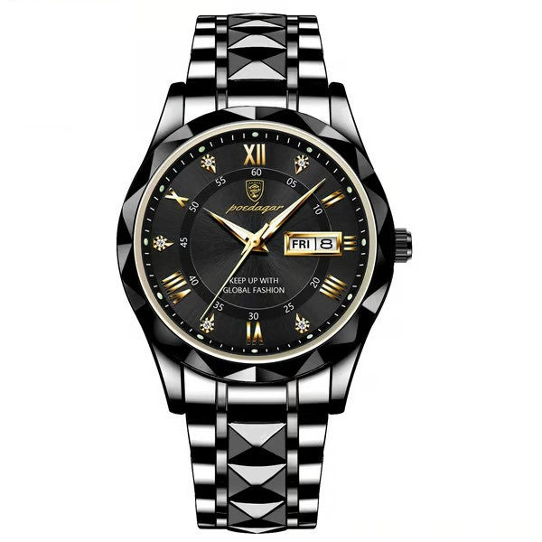 CHRONORA™ - Orologio elegante con calendario, indici luminosi e cassa in acciaio inox