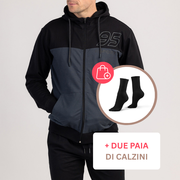 VANTOR - FELPA CON CAPPUCCIO IN 100% COTONE DA UOMO