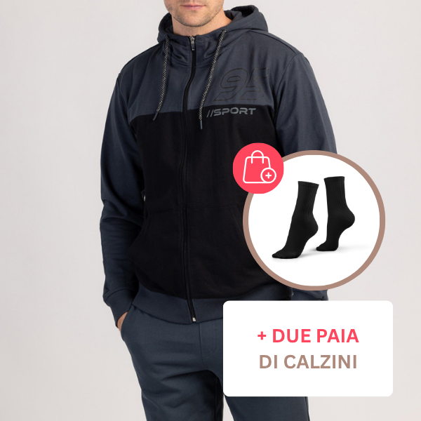 VANTOR - FELPA CON CAPPUCCIO IN 100% COTONE DA UOMO