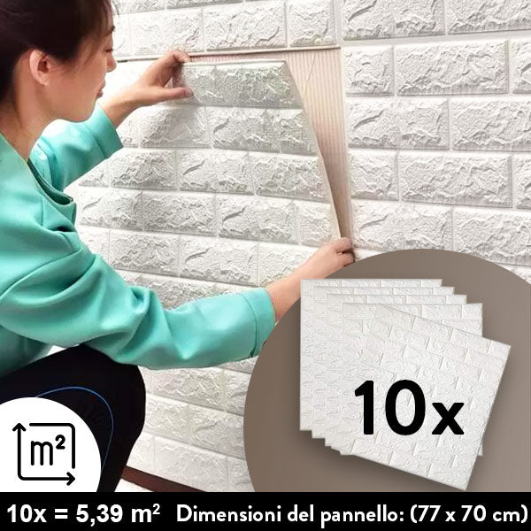 BRICKWALL® – 3D CARTA DA PARETI AUTOADESIVA (77 cm x 70 cm)